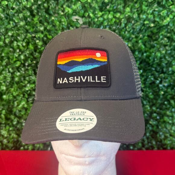 New Nashville Horizon Gray Mesh Trucker Hat Adult Legacy Cap Gift Snapback - Picture 1 of 9